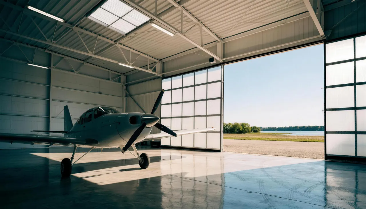 Hangar space for rent in Palm Beach County (AI-generated illustration)